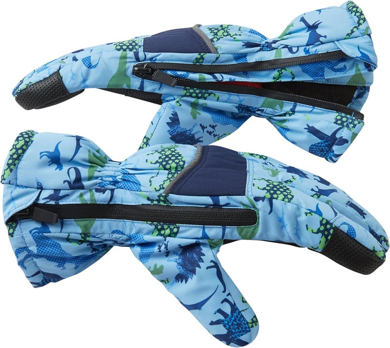 Andy & Evan Kids' Zip Gloves, Waterproof Winter Snow Gloves, Side Zippers, Touchscreen, Ski Snowboard Sledding, Warm Fleece Palms - Image 1